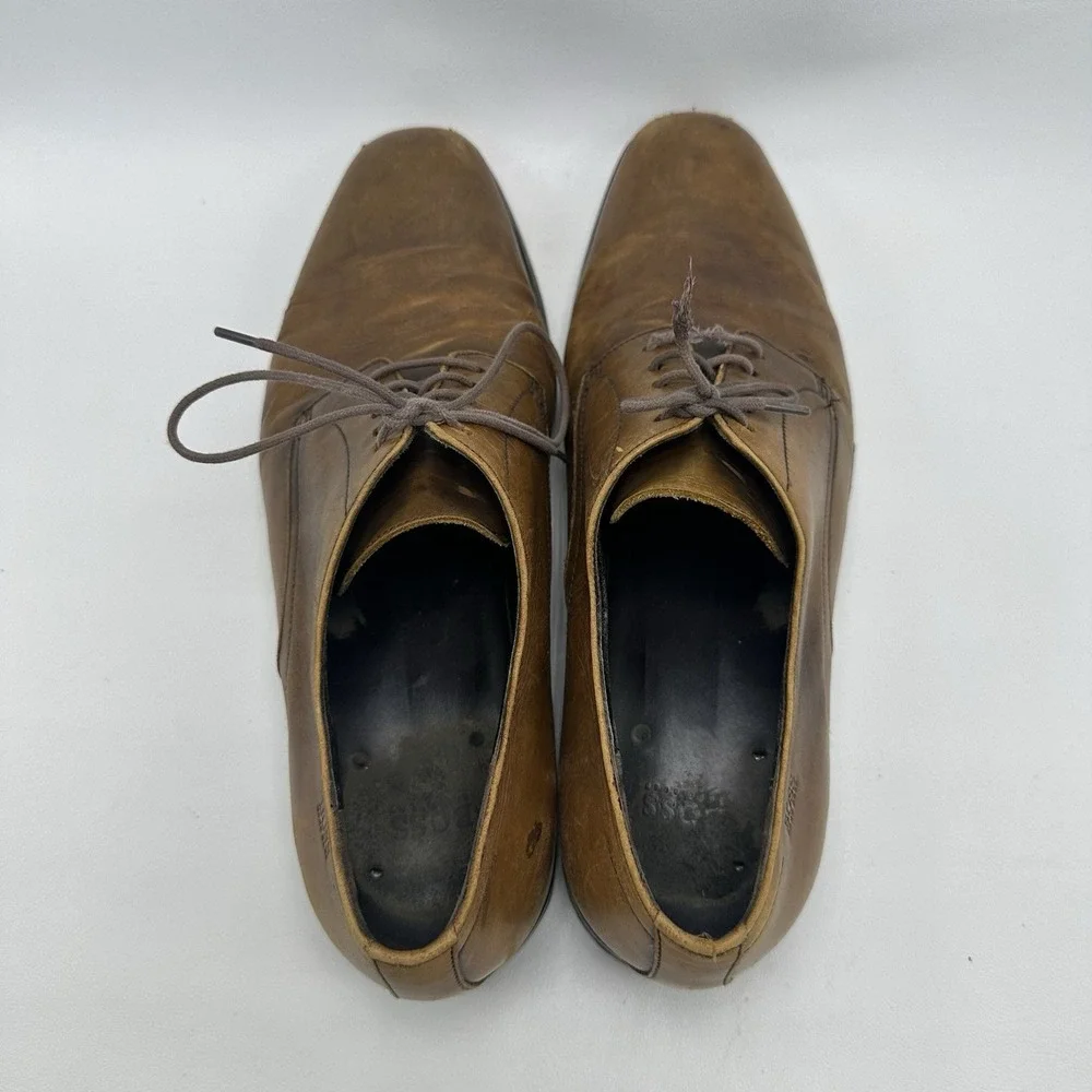 Hugo Boss Men's Brown Dress Shoes Size 9 US Derby Plain‎ Toe